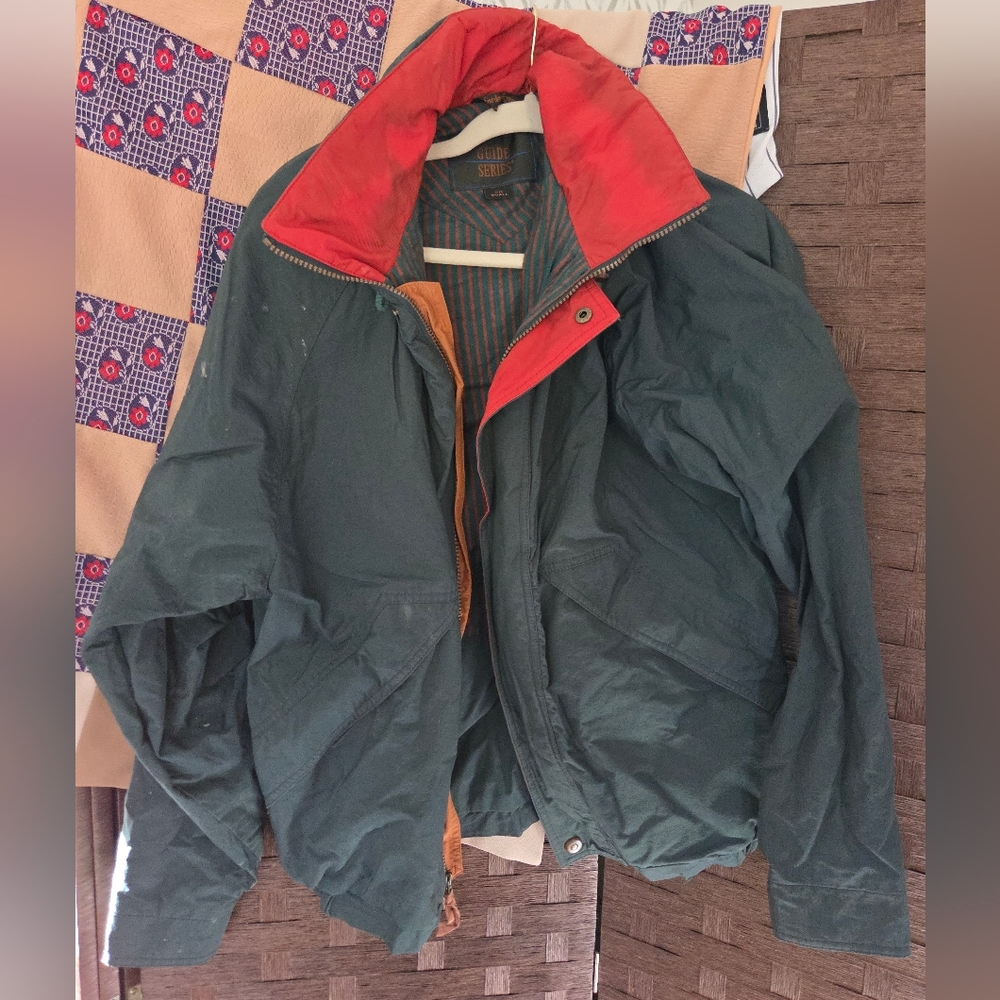 Stylish Green Windbreaker with Red Accents